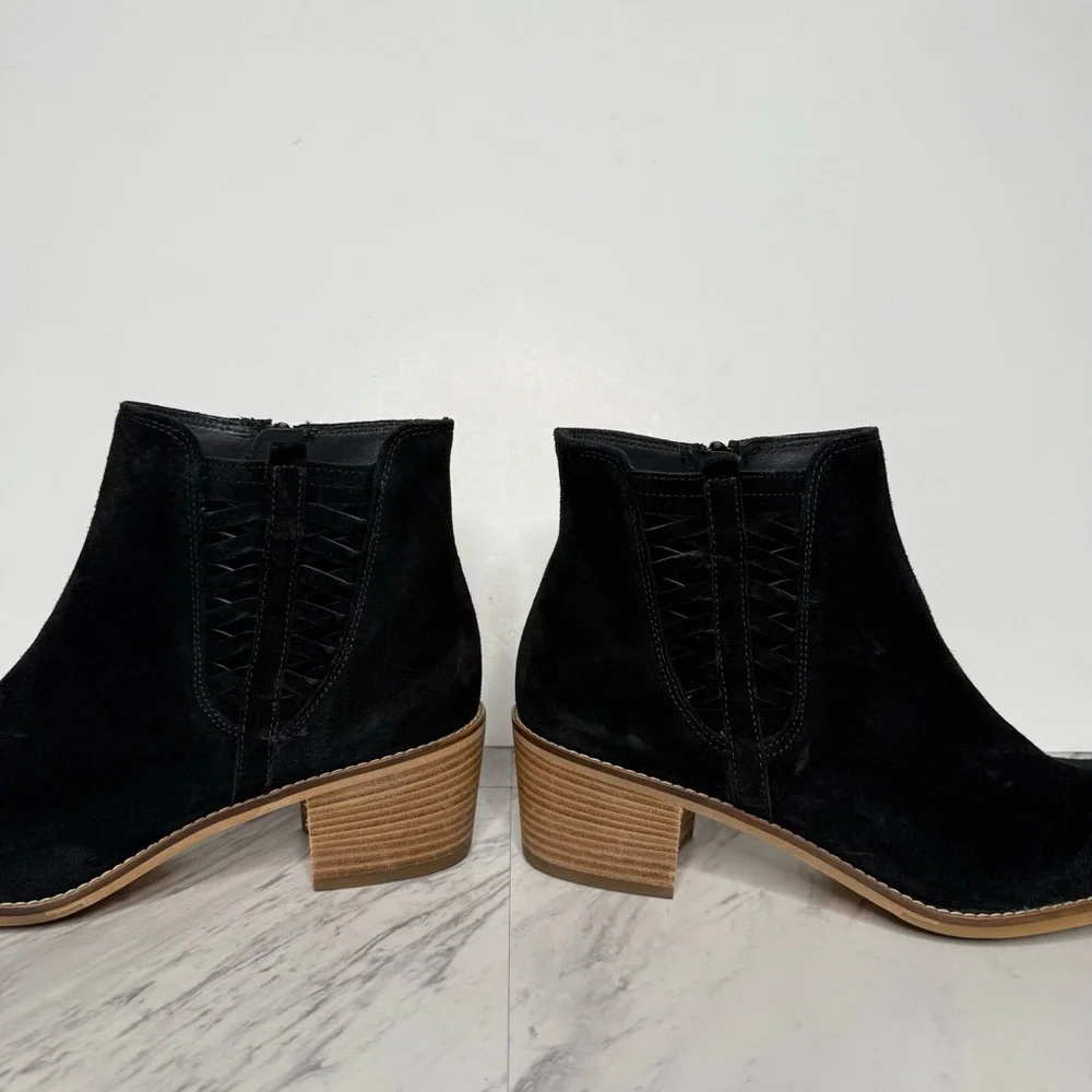 Paul Green Vienna Black Suede Stacked Heel Bootie 6 / 8.5